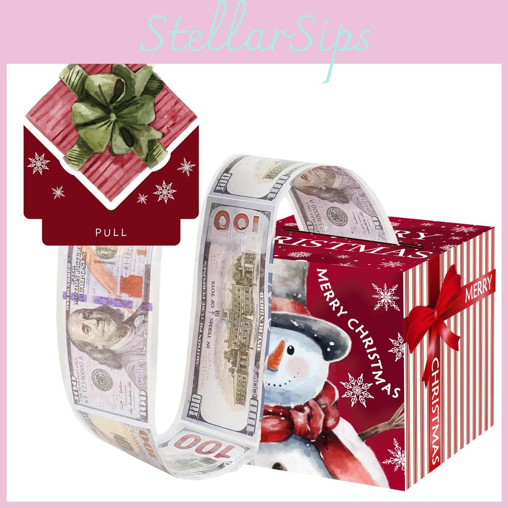 Red Snowman Pattern Christmas Celebration Decor Prop Paper Money Box Gift Box