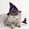Lustiges Stern Katze Hexe Kostüm Set Lila Umhang Weicher Hut für Hunde Katzen Halloween Haustier Cosplay Party Sternenklar Lila Haustier Hexe Outfit