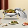 Bymaocar 2.5L Round Stainless Steel Chafing Dish, Golden Dining Stove 26cm, Buffet Warmers with Fuel Holder for Hotels,weddings
