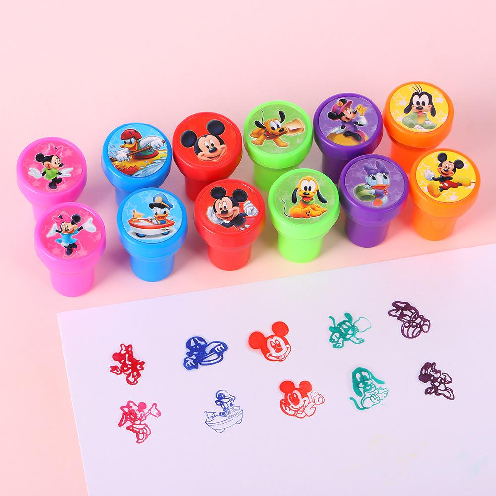 

12pcs Disney Mickey Stamp Party Favor Mickey Minnie Seal Stamp Birthday Giveaway Souvenir Cartoon Seal Party Favor 12pcs