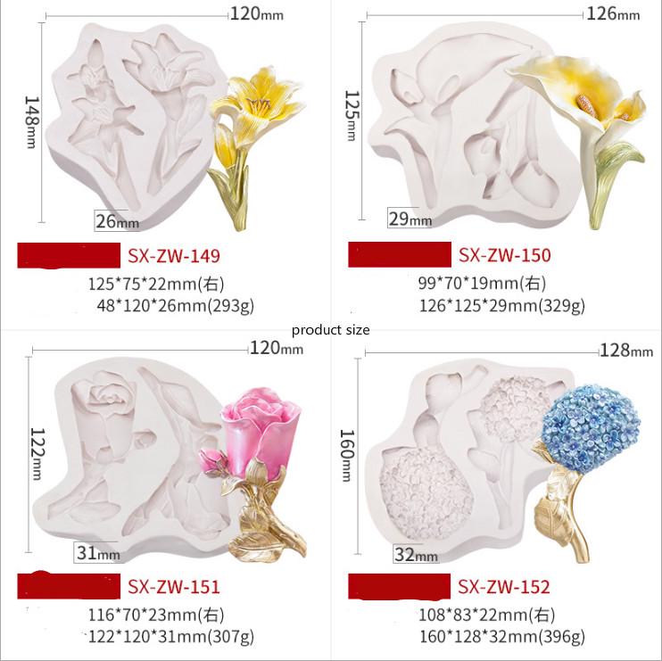 Lily Hydrangea Silicone Soap Mold Wax Candles Plaster Mold Home Kitchen Cake Baking Mold