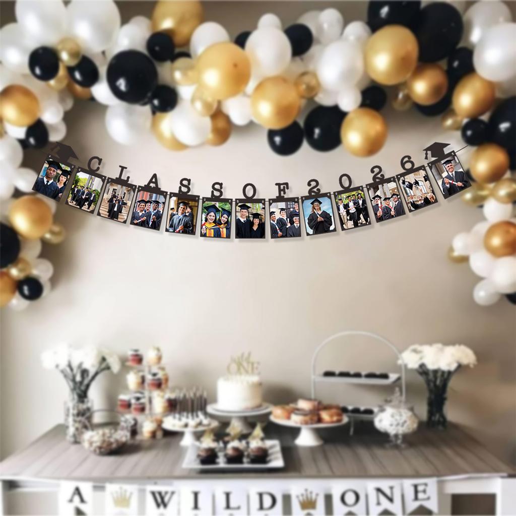 5m Graduation Theme Party Decoration: Black Photo Frame Banner