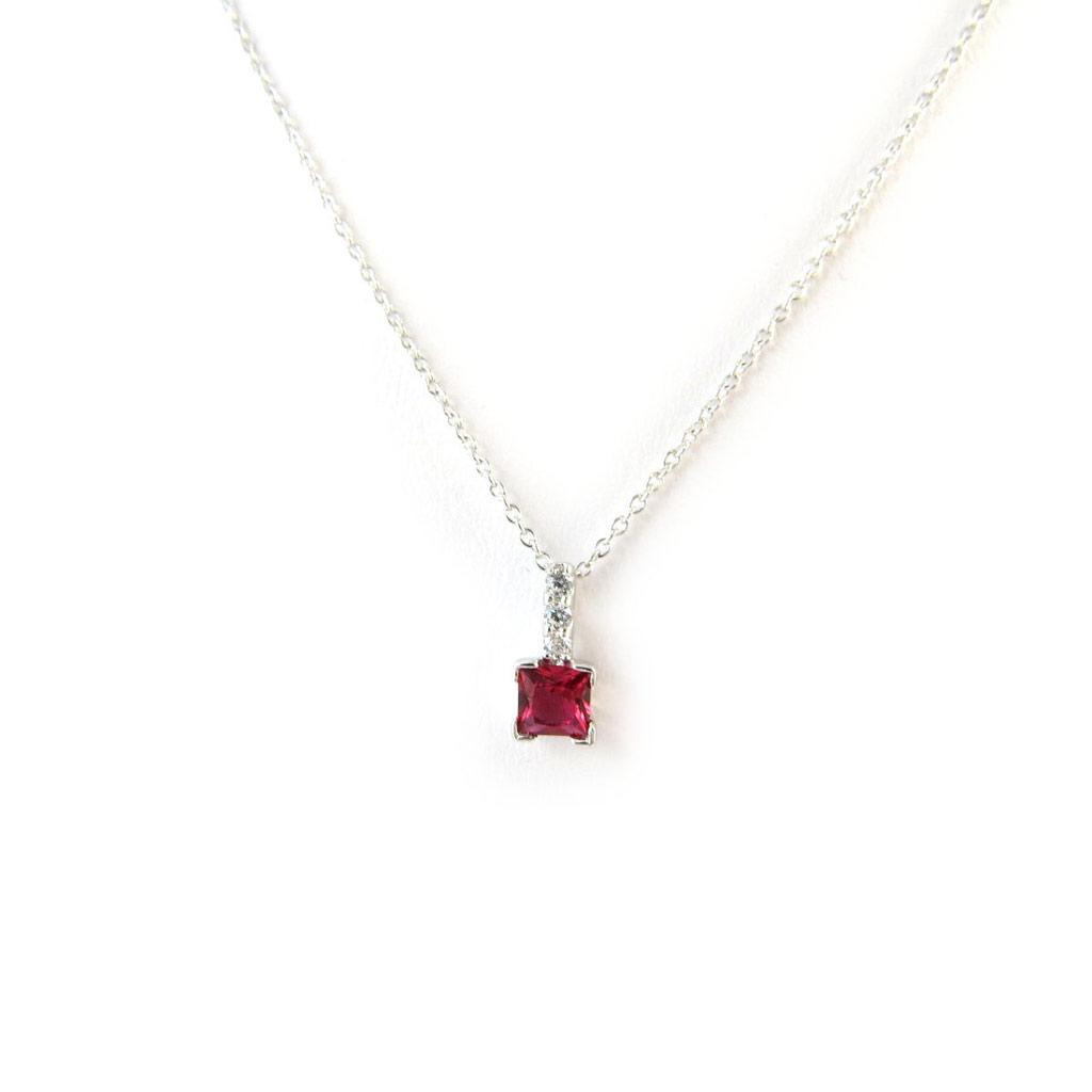 Les Trésors De Lily [N6824] - White Ruby ​​'Sissi' Silver Necklace (rhodium-plated)