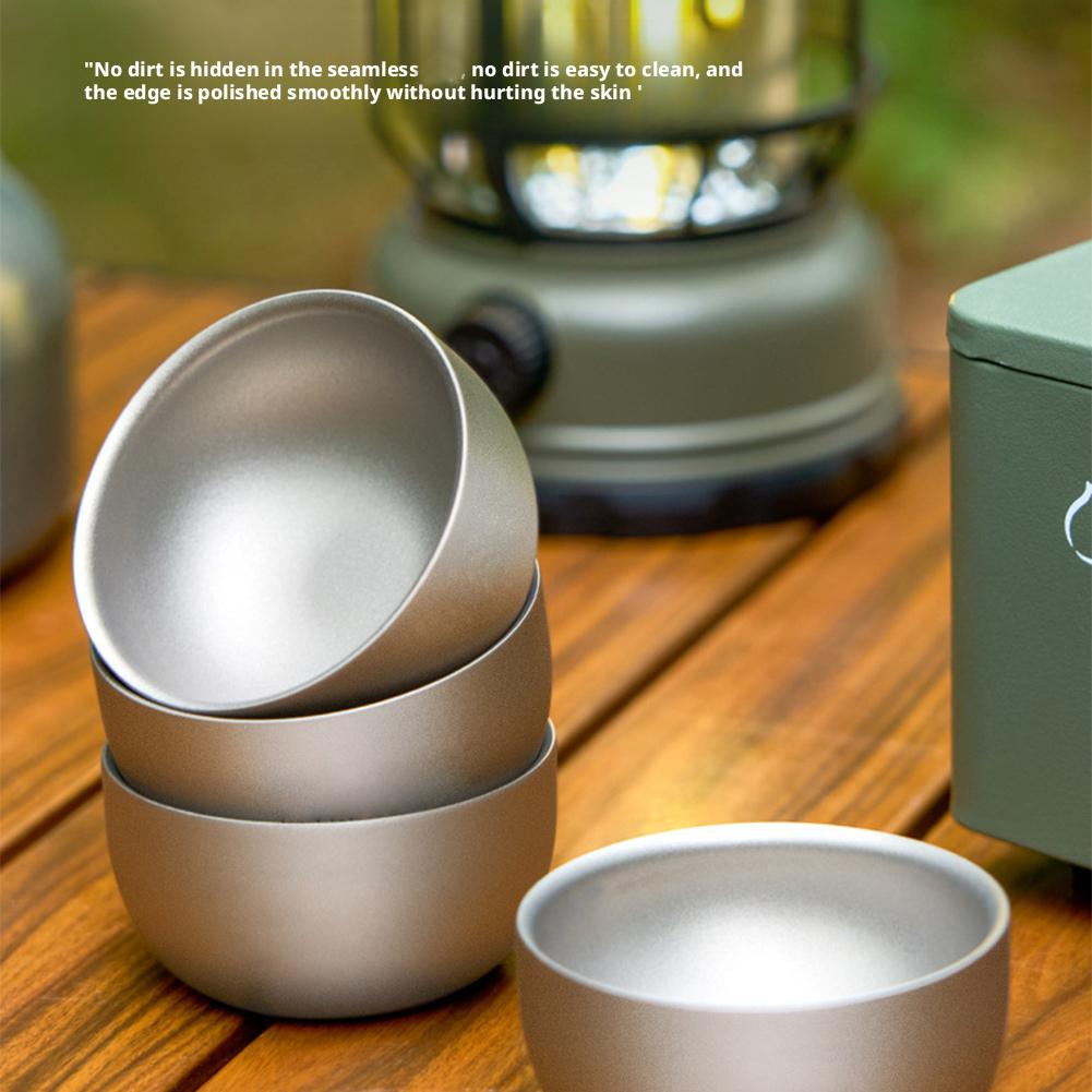 

Titanium Double-layer Small Tea Cup Coffee for Outdoor Camping coffee and Tea Tableware Set Mini Titanium Coffee Cup China