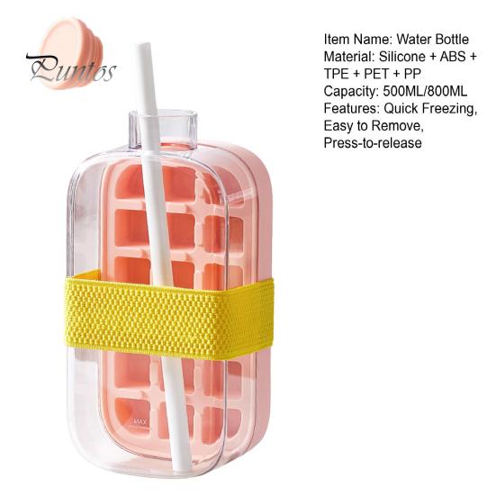 Eiswürfelschale für Wasserflaschen, zum Kaltpressen, 2-in-1-Eiswürfelform und Wasserkocher, schnelle Eisherstellung, tragbare Flasche, leicht zu lösende Silikonform, berührungsloser Gefrierbecher