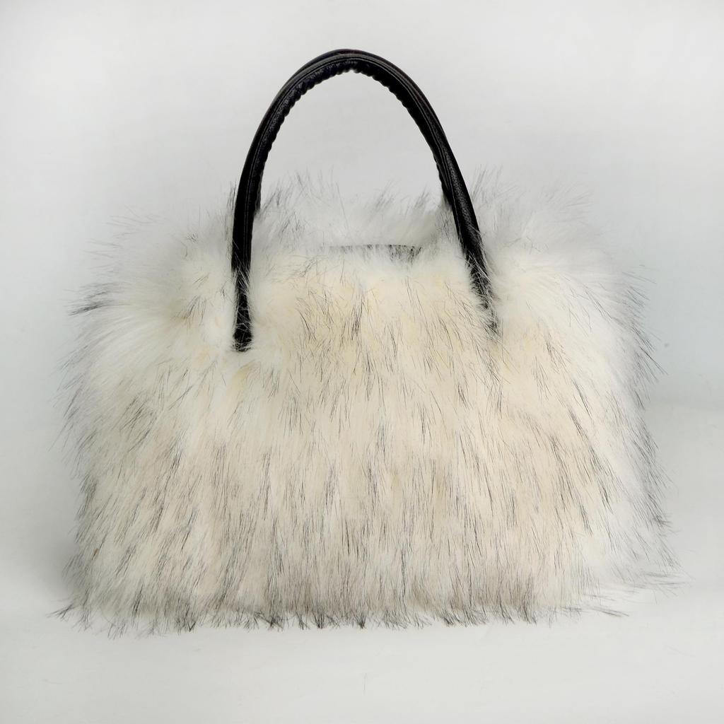 2024 Faux Fox Fur Plush Tote: Versatile & Stylish Handbag