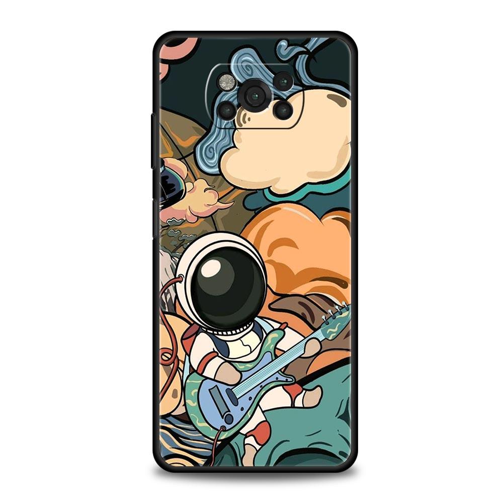 Cartoon Cute Cosmonaut Phone Case for Xiaomi Poco F7 F6 F5 F4 F3 X6 X5 X4 X3 NFC F7 Ultra M4 C51 C55 GT 5G Soft TPU Cover Fundas