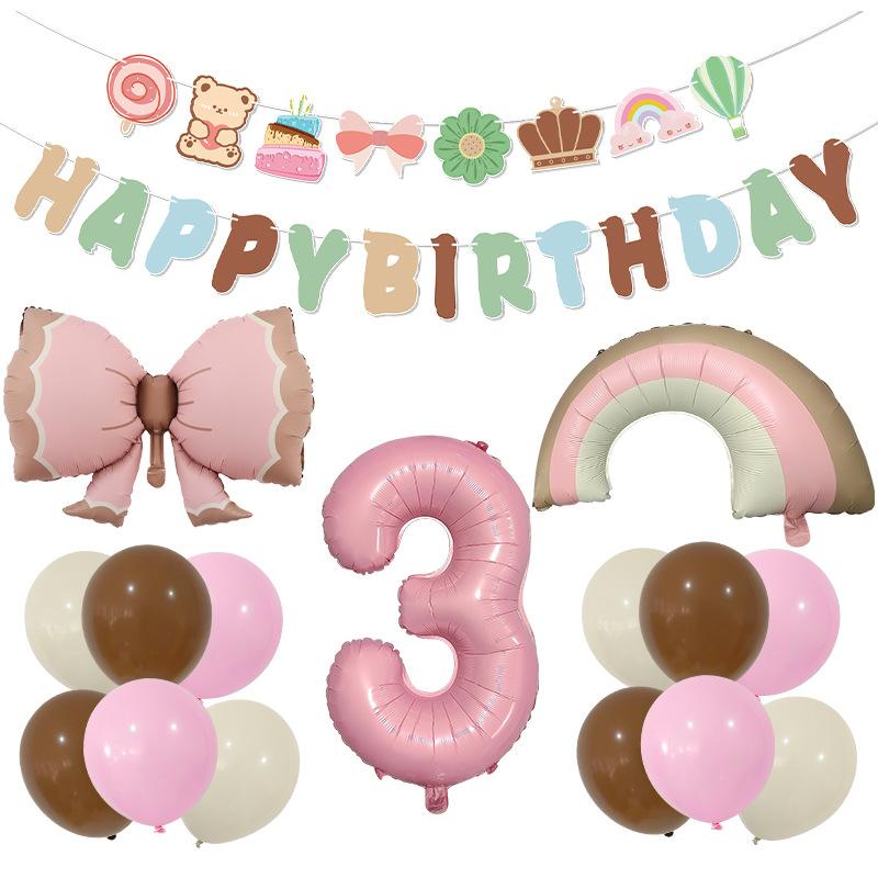 Wind Matte Bow Aluminum Film Balloon Flag Arrangement Props Birthday Party Decoration Balloon Set