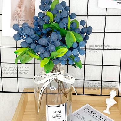 5PCS 24CM Foam Artificial Flowers California Berries Blueberry Fruit Small Fake Flower Home Decorative Party Wedding Blue Decor