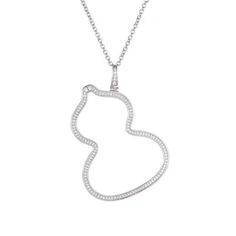 Chinese Style Hollow-Inlaid Diamond Gourd Necklace - Elegant & Versatile Fashion Chain for Women