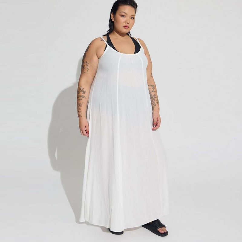 

100.00kg Plus Size Women s Clothing Sanya Holiday Wear Seaside Beach Skirt Sling Dress Plus Size Ladies Loose Belly-Covering White-defective 1