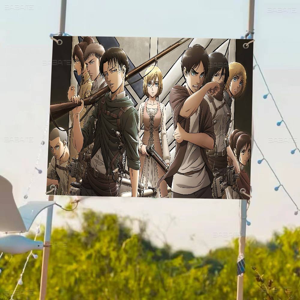 AAttack On Titan Anime Small Size Cheerleading Banner Hand Pulled Flag Outdoor Atmosphere Flags
