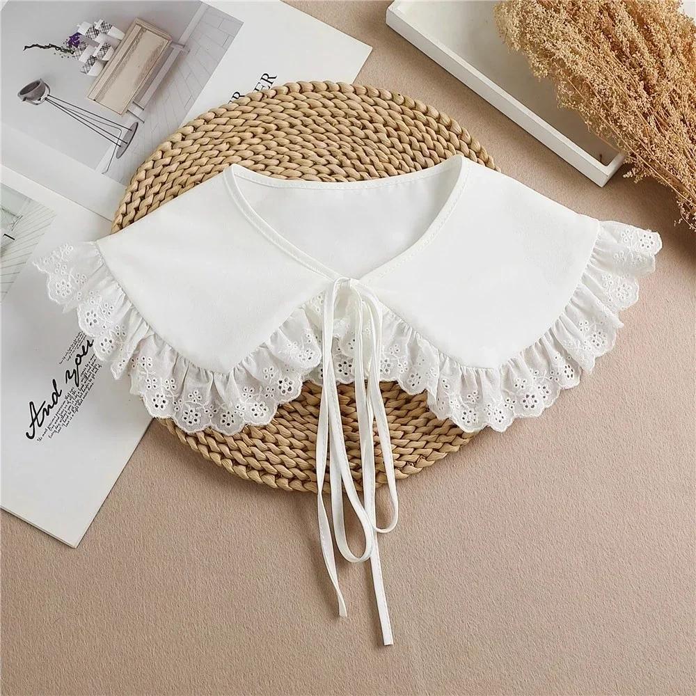 Summer Bow Tie Shawl White Fake Collars for Women Removable Dress Detachable Collar Wrap Shawl  False Collar Decor