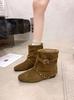 Retro rivet belt decorative short boots women's autumn new flat bottom square head thin boots temperament versatile fashion boots
