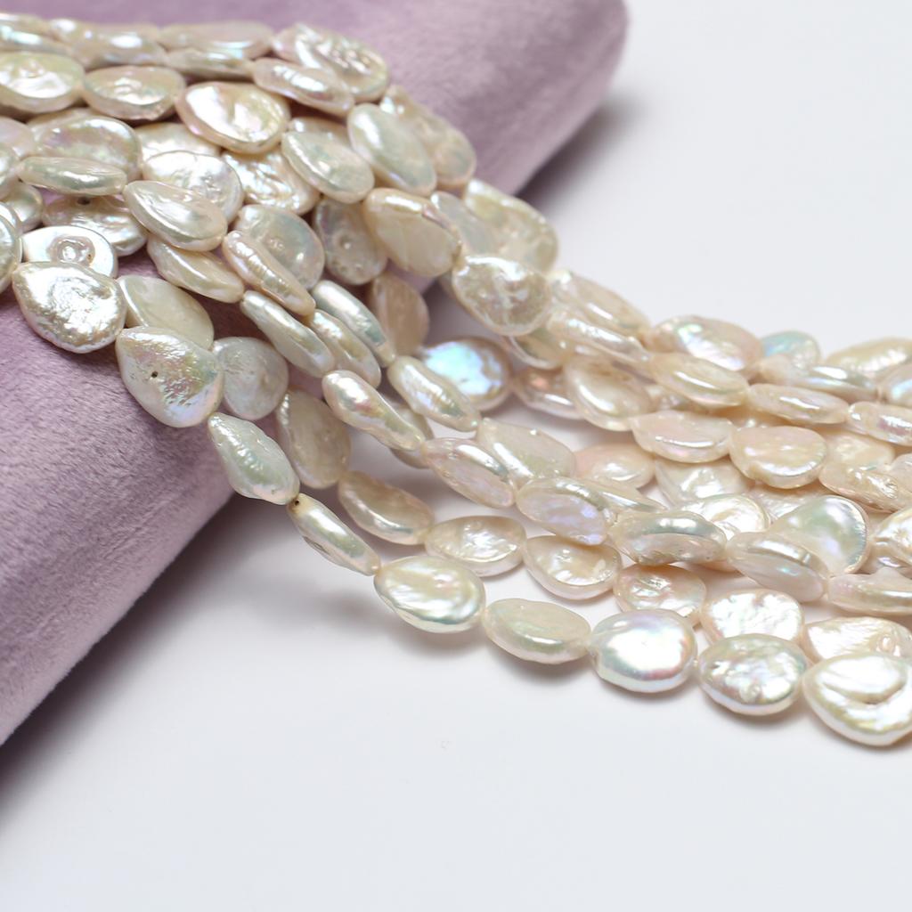 Boho Handmade Teardrop-shaped Pearl 10×15mm, White Natural Freshwater Pearls Beads for Jewelry Making DIY Necklace Accessories, Mother's Day Gift 36cm