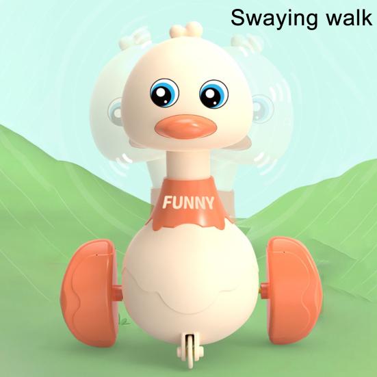 Kids Walking Duck Toy Press Go Inertial Drive Pull Back 360 Degrees Rotatable Head Duck