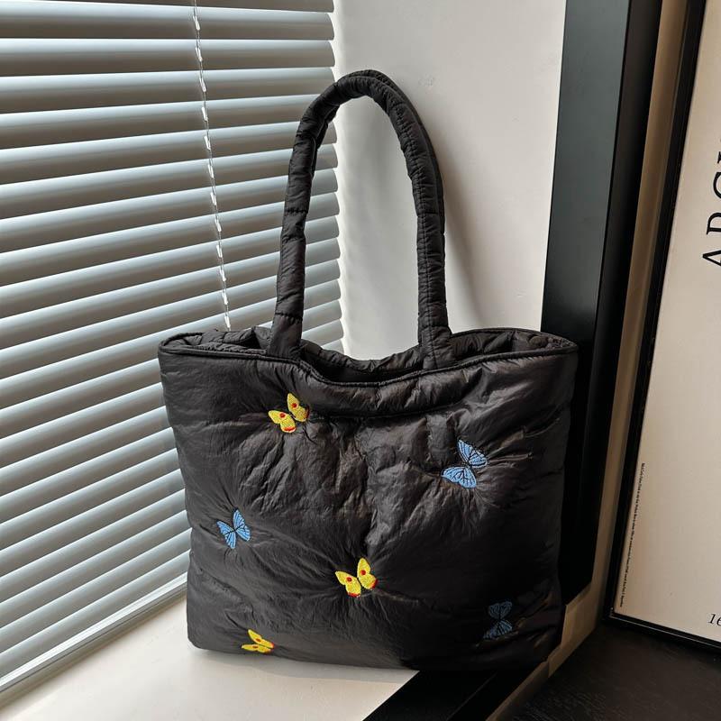Large Capacity Embroidered Butterfly Casual Commuter Tote Bag In Fashionable Colors