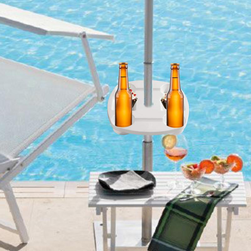 Beach Umbrella Table Tray 4 Drink Holders And Tray Slots Pool Umbrella Table Adjustable Outdoor Tray Table For Beach And Patio
