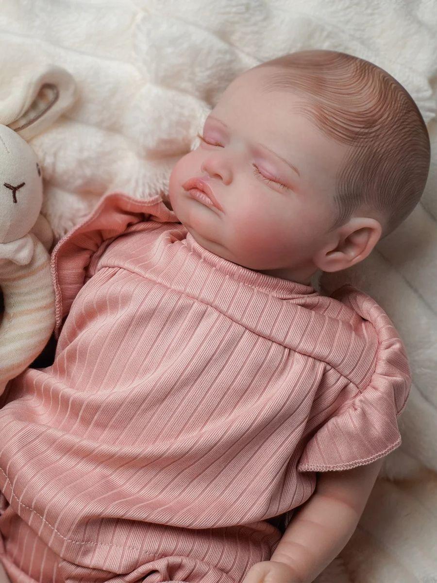 

Реалистичная спящая кукла-реборн с 3D-расписанной кожей и сосудистой сеткой, новорожденный младенец из ткани, милый подарок на день рождения, украшение комнаты