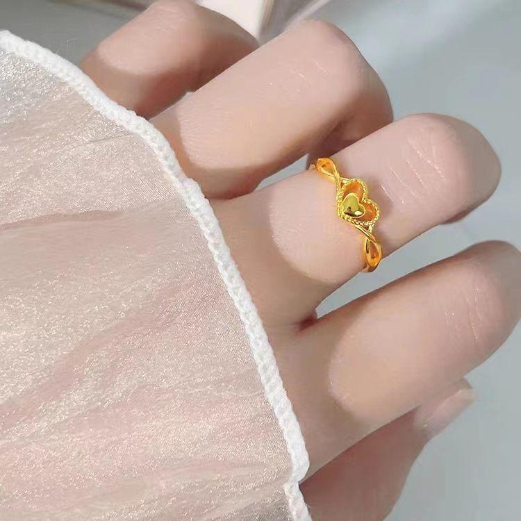 Sand Gold Runaway Princess Bow Ring: Stylish Openable Imitation Gold Finger Ring for Women Open Adjustable