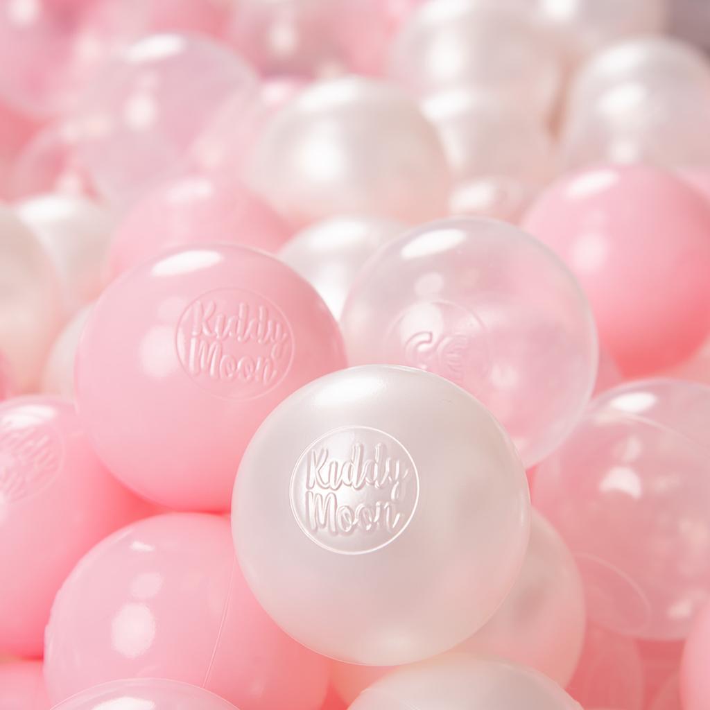 KiddyMoon Soft Plastic Play Balls for Children 100 Balls/6cm-2.36in, Light Pink/pearl/transparent
