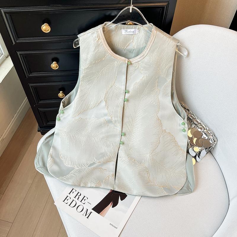 

Весна и лето новый жилет женственность универсальный жилет топ пряжка 3XL ([Recommended 138-75kg]) синий