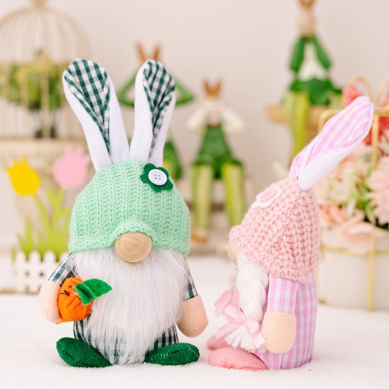 Spring Easter Bunny Doll Figurine Adorable Face Less Gnome Plush Decoration For Festive Celebrations