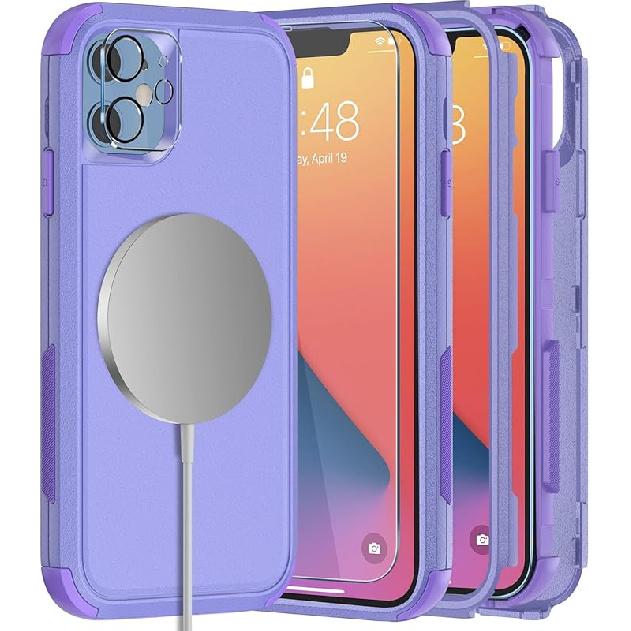 

Diverbox для чохла iPhone 11 [Протиударний] [Захищений від падінь] [Захисне скло для екрана], Чохол для телефону з посиленим захистом для Apple iPhone 11 Magnetic Purple