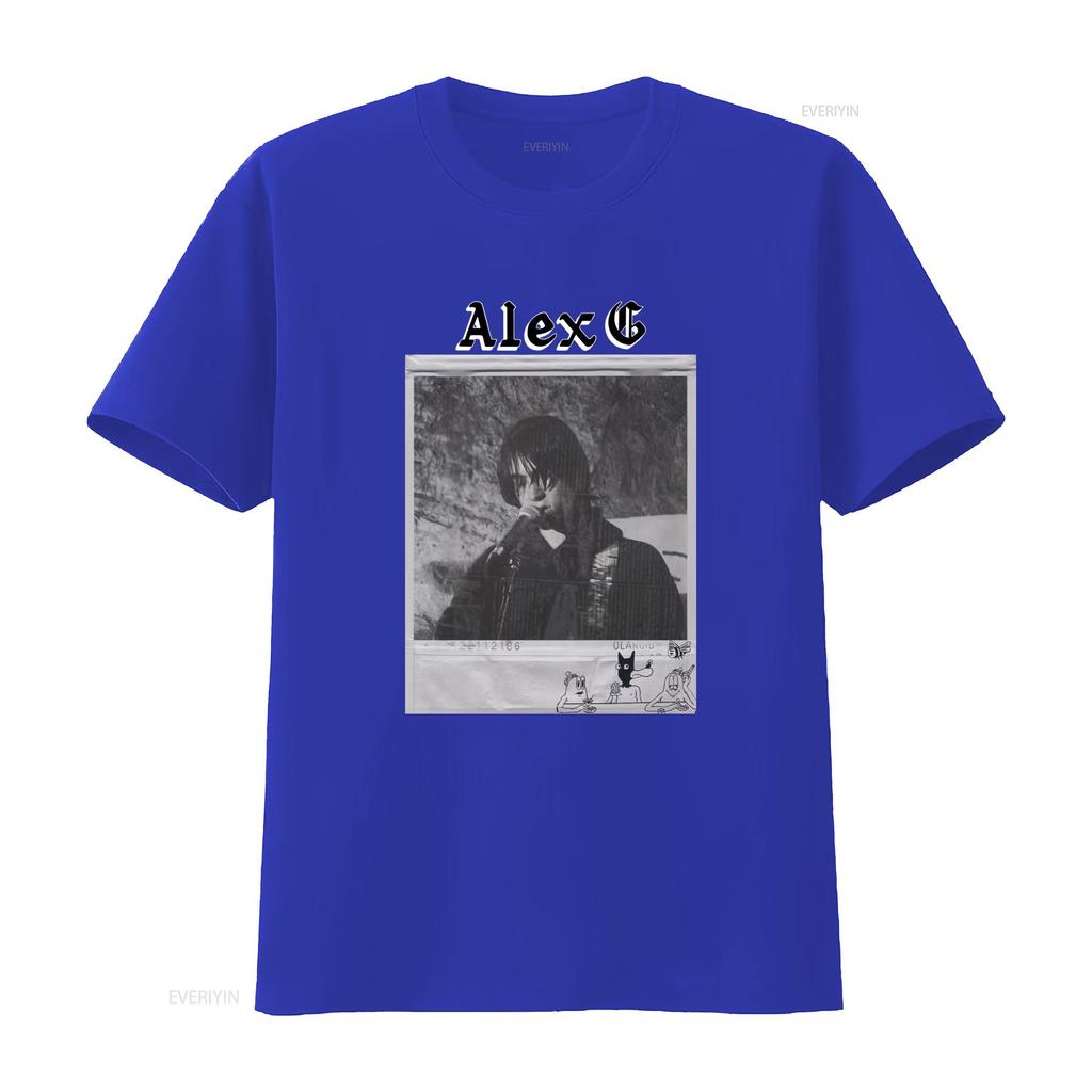 Vintage Retro Black White Alex G Indie Music Print Streetwear T Shirt Vintage Washed Comfortable Streetwear Stretched Versatile
