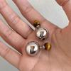 Sleek Tiger Eye Stud Earrings: Versatile Front & Back Design for Unique Fashion