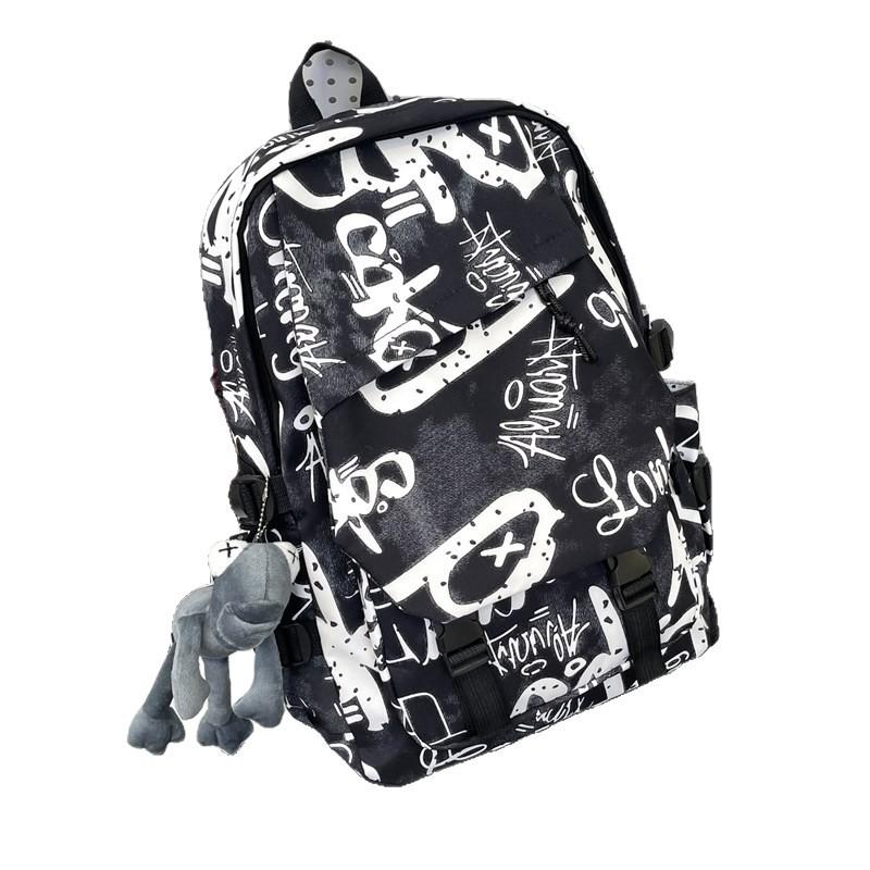 Schulrucksack Neu Große Kapazität Graffiti Schülertasche Street Trendy Cool Herren Rucksack Studentin Reise Schultasche Hochwertige Tasche