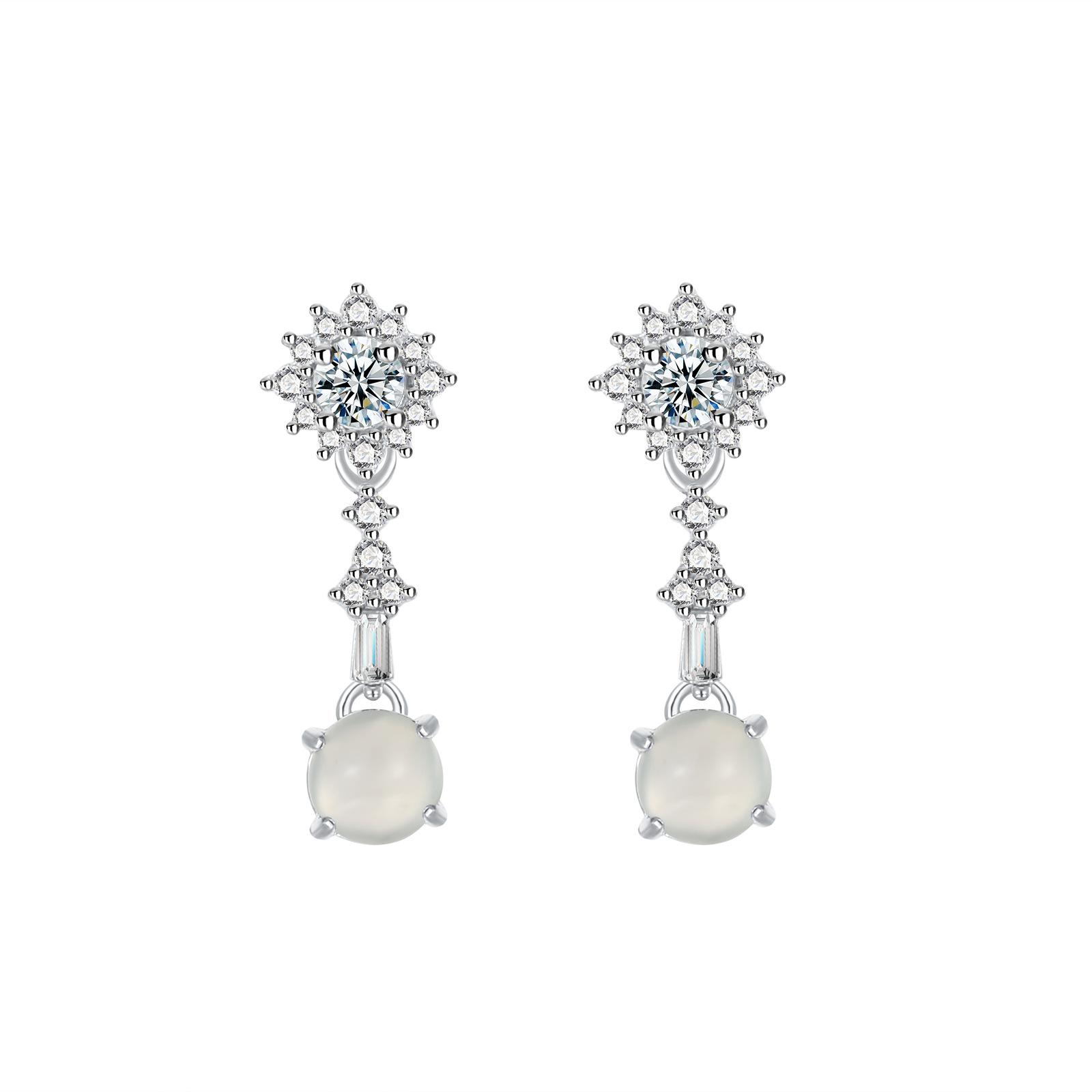 

New natural blue water jadeite sterling silver stud earrings for women s s925 high-end temperament fashion niche design 925 silver
