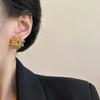 Gold And Silver Flower High-End Exquisite Stud Earrings, Earrings Temperament Niche Unique Beautiful Luxury Women'S Earrings