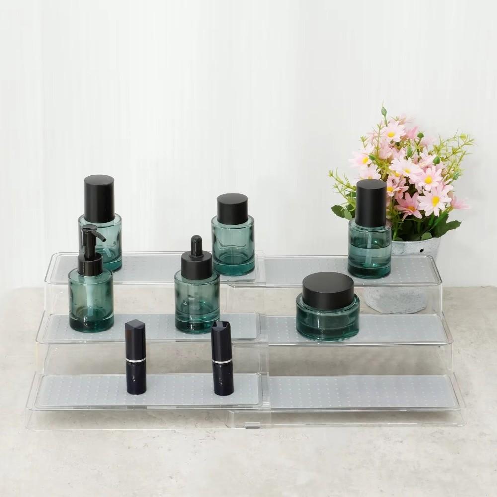 Visible Expandable Step Shelf 3 Tier Cabinet Storage Rack Clear Expandable Spice Rack  Pantry