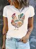 Unisexs Casual Short Sleeve Tee Funny Chicken In Red Heels Graphic Soft Crew Neck Humorous Farm Animal Daily Top