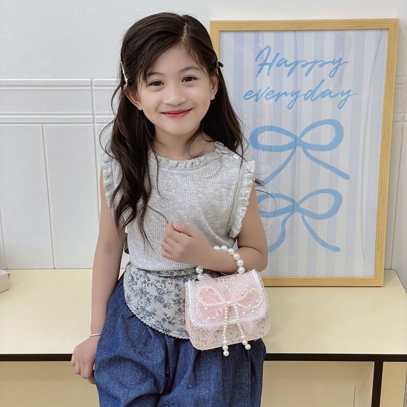 Borsa Monospalla da Ragazza con Paillettes alla Moda, Mini Borsa a Mano con Perle per Bambina, Borsa a Tracolla per Bambini