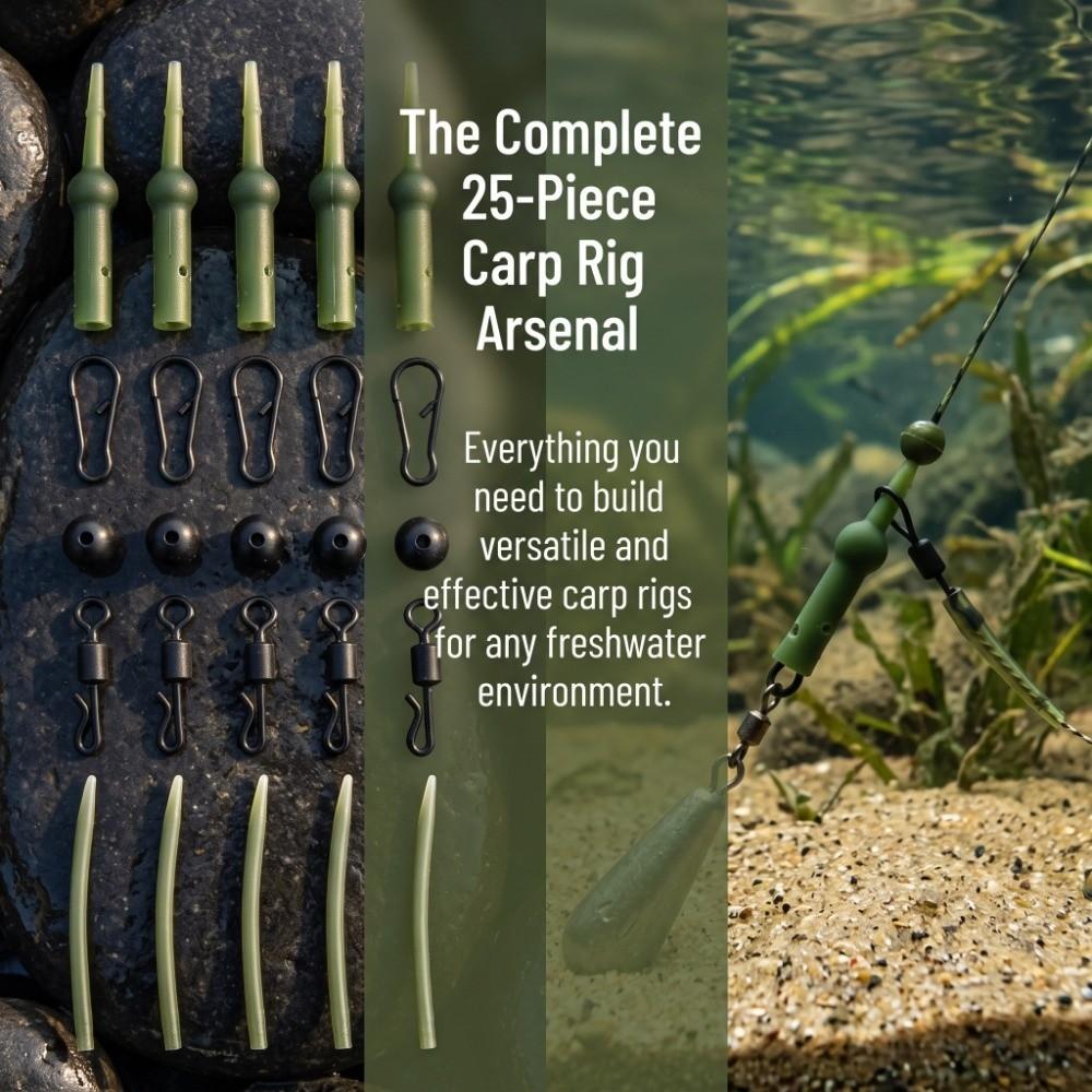 25PCS with Swivels Carp Fishing Kit Stainless Steel Fishing Terminal Tackle Kit  for Terminal Tackle