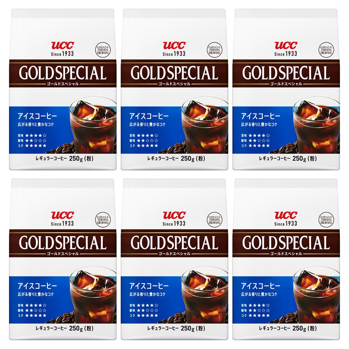 

UCC Gold Special Iced Coffee, 1500g (6 x 250g bags), Ground Regular Coffee (Roasted)