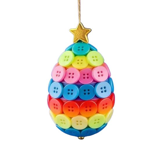 1/4 Sets DIY Easter Button Ornament Kit Handmade Easter Bunny Egg Carrot Hanging Decoration Button Art Crafts Easter Basket Stuffers Party Favors