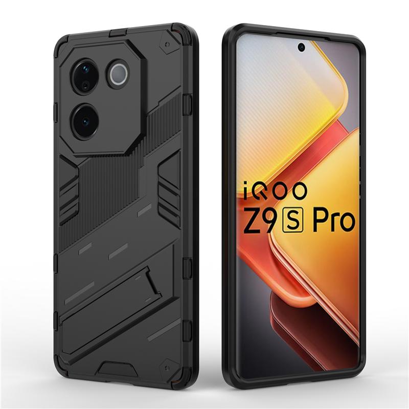 For Vivo T3 Pro Lite Punk Armor Shockproof Bumper Rugged Rubberized PC Fitted Kickstand Case Stand Holder Cover Shell