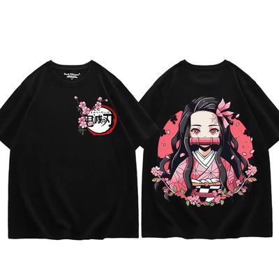 Japon anime Demon Slayer Kamado Nezuko impression t-shirt unisexe femmes mode tendance à manches courtes t-shirts Kawaii mignon surdimensionné T-shirt
