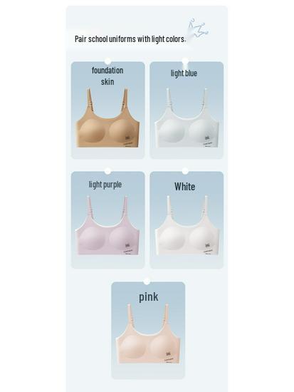 Youth Seamless Training Bra: Soft, Fixed Padded Cups, Adjustable Straps, No Underwire, Student Vest Innerwear for All Puberty Stages.