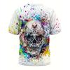 Men's 3D Skull Print T-Shirt Casual Short Sleeve Summer Tee Graphic Design Comfortable Polyester Outdoor Sports & Fitness, Skull T Shirt