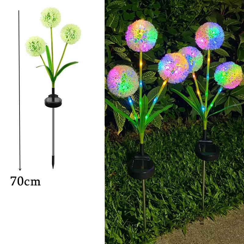 Creative New Solar Lawn Light Ground Plug Three-headed Dandelion Lamp Outdoor Garden Courtyard Atmosphere Light Decorative Lamps
