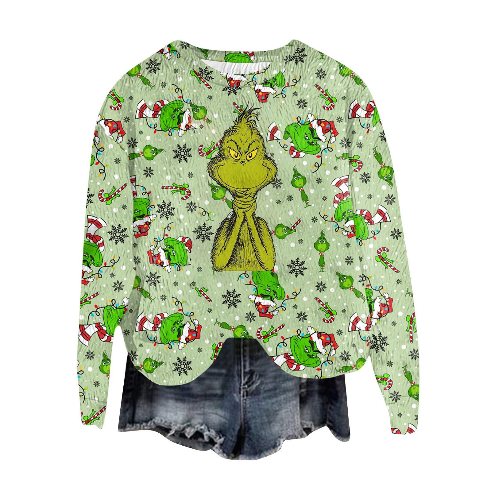 

Женский модный пуловер с круглым вырезом, футболка с длинным рукавом, рождественская толстовка с принтом M