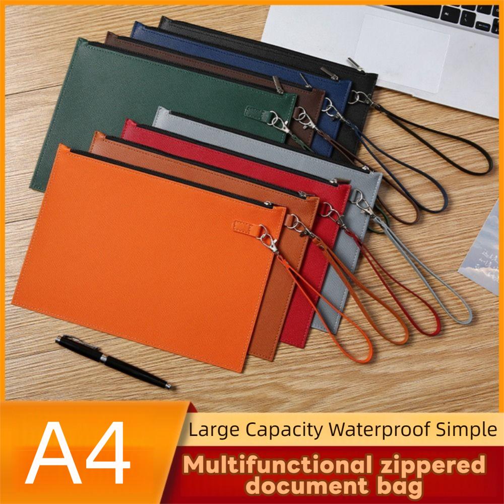 Simple A4 Imitation Leather File Folder Data Contract Bill File Bag  Stationery Storage