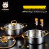 304 Stainless Steel Double Ear Soup Pot with Induction & Gas Compatibility, Hammered Texture, Hot Pot Separator for Commercial Use