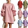 Damen 3D-Blumenärmelkleid für Freizeit und Party