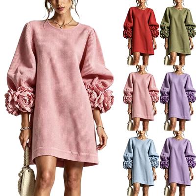 Women's 3D Floral Sleeve Dress for Casual and Party Wear