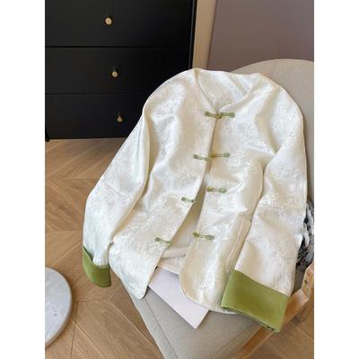 New Chinese Style Jacquard Round Neck Long Sleeve Jacket for Women's Spring New Chinese Style Chic Modified Top